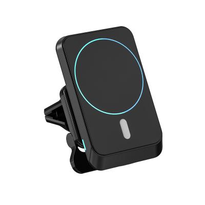 China Portable Magnetic Mobile Phone Factory Outlet Phone Car QI Charger Wireless Travel For Apple Support Radio Charging Devices for sale