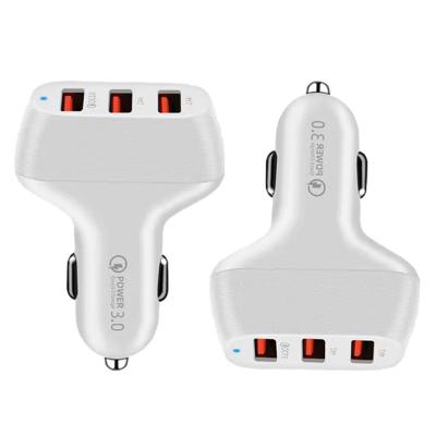 China Mobile Phone 3 QC 3.0 Left Fast Charging Car Charger For iPhone And Samsung , Usb Charger ODM/OEM White LOGO for sale