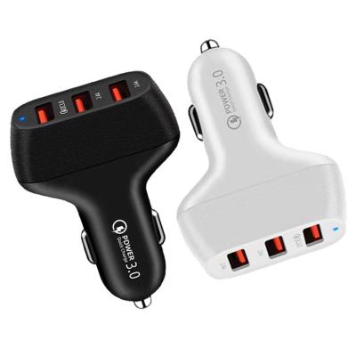 China Portable Agsafe USB Car Charger QC 3.0 Cell Phone Black White Three USB Ports Car Charger for sale