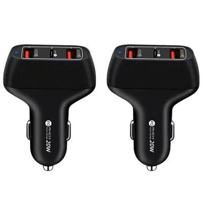 China 2022 New Portable Mobile Phone In-Car Charger For iPhone13/12/11Fast Charge Type-C PD20W 3 Port Car Charger for sale