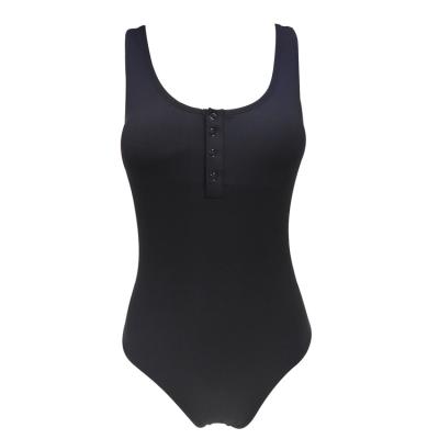 China Black Sexy Front Snap Fastener Beach Bathing One-Piece Suit Women's Women's Swimsuit Swimwear Plus Size for sale