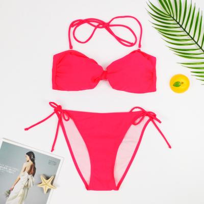 China 2022 Custom Antibacterial Triangle Swimming Suits Women Females High Leg And Waisted Swimwear Bikini Sets For Women for sale