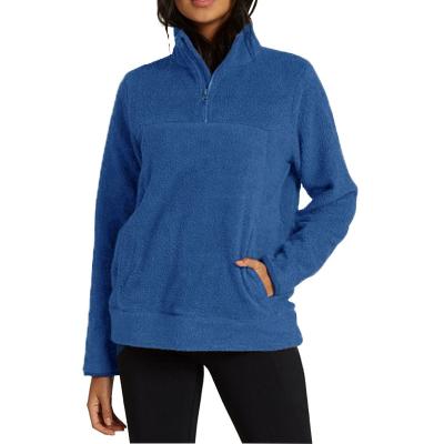 China Anti-wrinkle Fleece Plus Size Women's Hoodies 1/4 Zipper Stand Collar Sweatshirt for sale