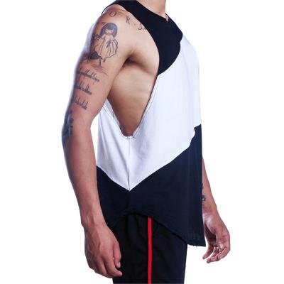 China Loose Gym QUICK DRY White Color Cotton Men Tank Tops Black And White Quilted Sleeveless T-Shirts for sale