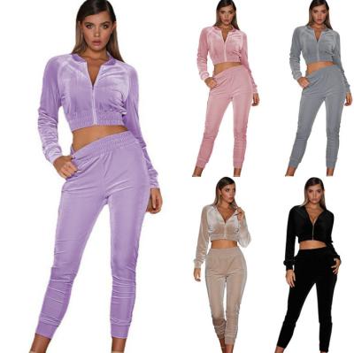 China Anti-pilling wholesale winter fall 2022 women clothes 2 piece set hoodie fleece sweatsuit tracksuit for sale