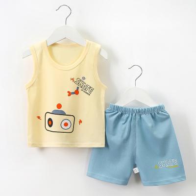 China 2022 New Custom Selling Tank Top 2PCS Cotton Cartoon Silk Screen Printing Anti-Shrink Clothes 100% Hot 100% Baby Boy And Girls For Kids for sale