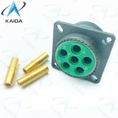 China Crimp Copper Alloy Receptacle Connector 6 Contacts Gold Finish MIL-DTL-38999 Series 3.D38999/20WH06SA.8D Series for sale