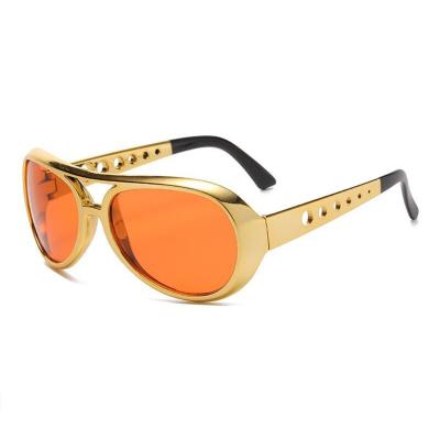 China Cat Eye Party  Trendy Quality Vintage Disco Costume Sunglasses Gold 60s Movies Party Rock Costume Rockstar Elvis Glasses for sale