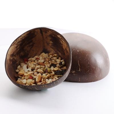 China Reauty Viable To Ship Large Smoothie Natural Lacquer Coconut Shaped Shell Wood Bowl Set With Wooden Spoons for sale