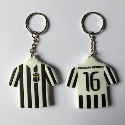 China Cheap Eco-friendly Customized Logo Club Keyring Sports Soccer Jersey PVC Rubber Key Chain Customized Polo Shirt Soccer for sale