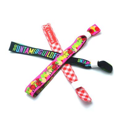 China Promotion Gift Logo Artificial Custom Wholesale Woven Wristbands Wristbands Polyester Fabric Wristbands Festival Event Logo for sale