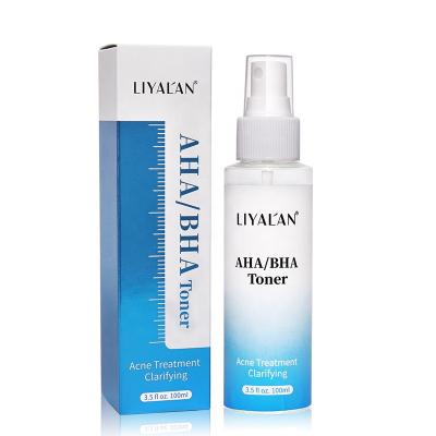 China LIYALAN Private Label Skin Care Acne Treatment Detergent Face AHA Organic Pure BHA Toner for sale