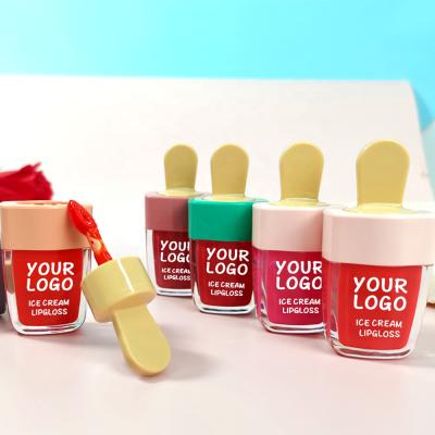 China Waterproof Make Your Own Lipstick Makeup Kid Mini Lip Gloss Long Lasting Cute Moisturizing Ice Cream Lip Tint for sale