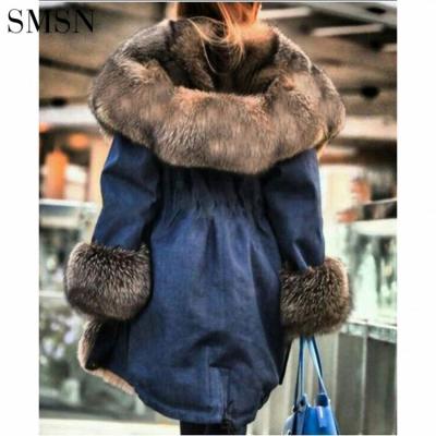 China Winter Women Hooded Faux Fur Coat Large Warm Anti-wrinkle Wool High Quality Collar Plus Size Women Stripper Jacket for sale