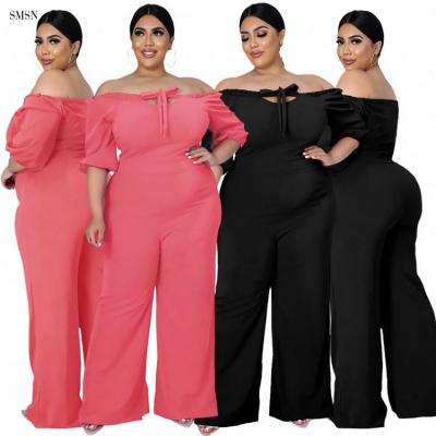 China Good quality casual solid color anti-pilling plus size loose women's strapless overalls 2021 plus size overalls for sale