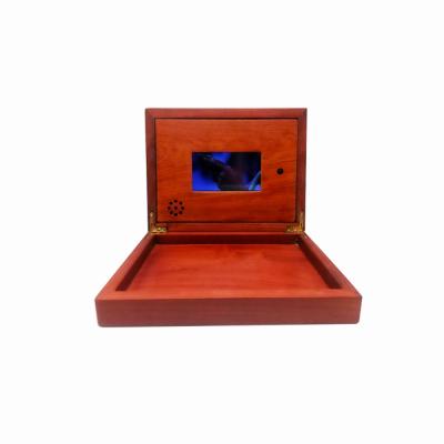 China Wooden School Presentation Boxes With LCD Screen Video Brochure Wooden Box Customized for sale