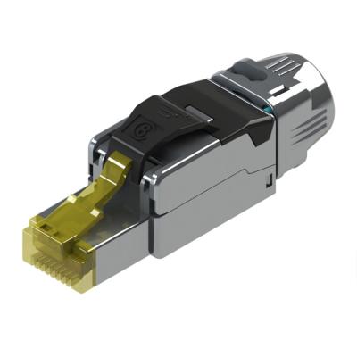 China 99.99% Oxygen Free Copper Fully Stocked Gold Plated RJ45 Plug Cat6a Connector Shielded Rj45 Plug Toolless for sale