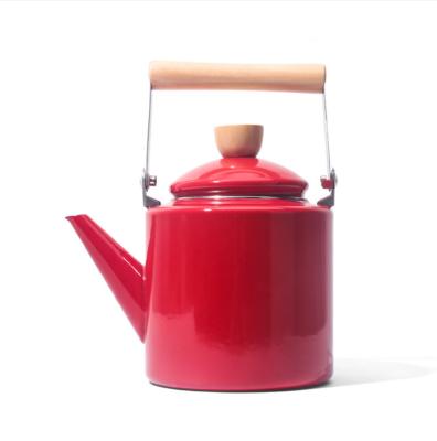 China Viable Japanese Portable Outdoor Coffee Pot Hand Punch Teapot Fine Mouth Enamel Teapot For Travel Camping for sale