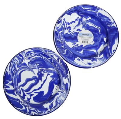 China Sustainable Blue Enamel Camping Enameled Cast Iron Dishes 10inch for sale