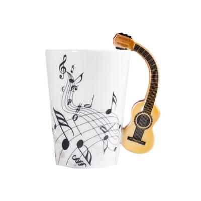 China Viable Elegant Ceramic Hand Painted Music Themed Coffee Mug 200ml Symbolic Gift For Birthday for sale