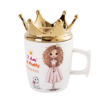 China Disposable I'm A Pretty Princess Funny Coffee Mug With Crown Shaped Birthday Mug Lidnovelty Gift for sale