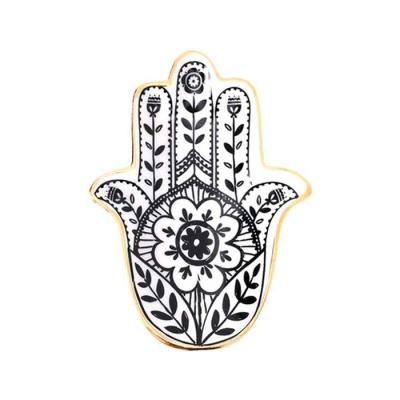 China Viable Dish Hamsa Ring Dish Holder Small Jewelry Tray Decorative Trinket Plate for sale