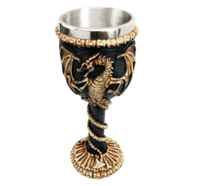 China Viable Medieval Dragon Wine Goblet Chalice Cup Stainless Steel Tankard Mug for sale