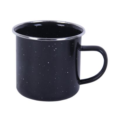 China 2019 Personalized Enamel Printed Black Mug Viable Outdoor Logo Customized Printing for sale