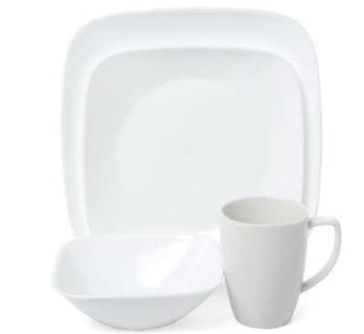 China Sustainable Unbreakable Place Pure White 16-Piece Dinnerware Set, for sale