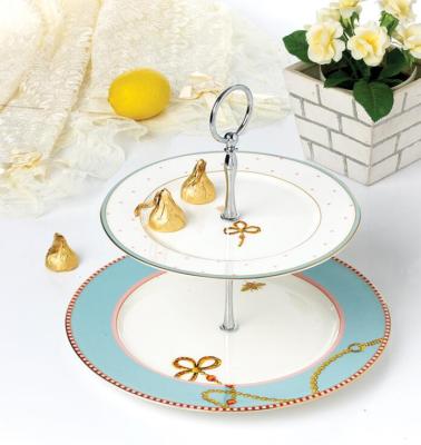 China Viable Ceramic 3 Tier Cake Stand Cupcake Stand Tea Party Pastry Serving Tray Comes in a Free Sugar Tong Gift Box for sale