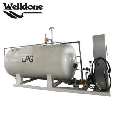 China Oil station lpg skid station with LPG refilling gas cylinder mobile skid mounted tank dispenser for sale