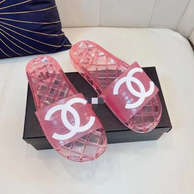 China 2021 Summer PVC Beach Flip Flop Fashion Trend Rhinestone Jelly Sandals Transparent Women Platform Square Head Open-toed Outdoor Toe Slippers for sale