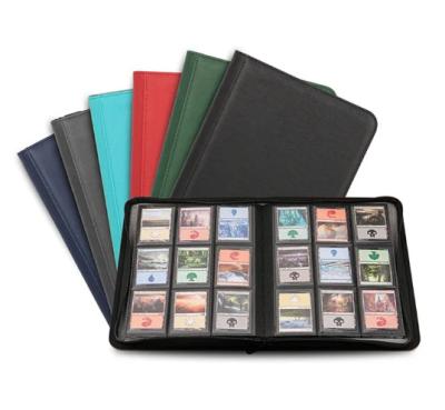 China Pu Leather + flannel Mio PU leather 9 pockets per page game zipper card album fixed pocket suitable for MG/PKM/FOW/YGO side mounted binder 360 Grid for sale