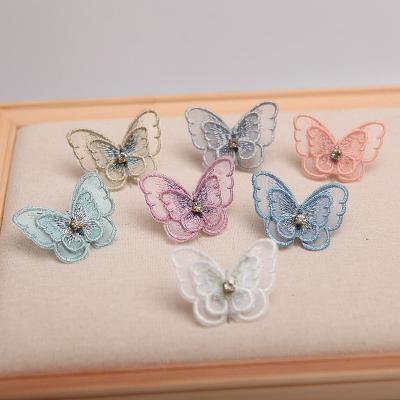 China New 3D Butterfly Patches 3D Lace Fabric Embroidery Colors Headwear DIY Clothing Sewing Supplies Decorate Accessories for sale