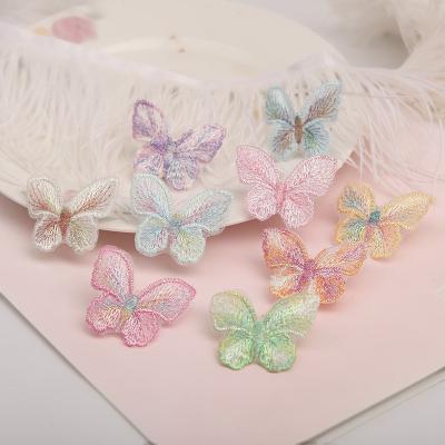 China 4.6*3.8cm Embroidered 3D Butterfly Fabric Patches Appliques For Clothes Sewing Supplies DIY Hair Clip Accessories for sale