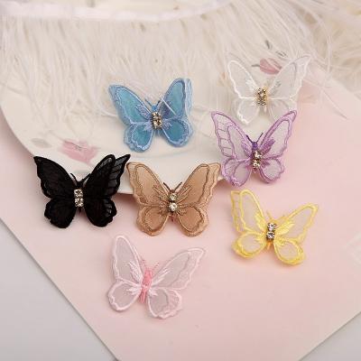 China Shining 3D Embroidery Patches Rhinestone Butterfly 3D Accessory For Clothing DIY Materials Wedding Dress Lace Sewing Trim for sale