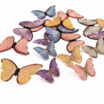 China 3D Fabric Embroidered Colorful Butterfly Patch Clothes Sticker Bag Sew Iron On Applique DIY Clothing Sewing Clothing Accessories for sale