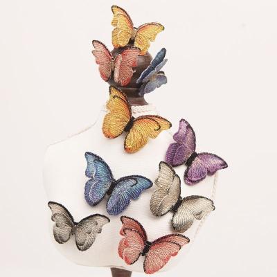 China 3D 4.5*6.5cm Embroidery Butterfly Patches For Clothing Iron On Patch Applique Stickers Fabric DIY Accessories for sale