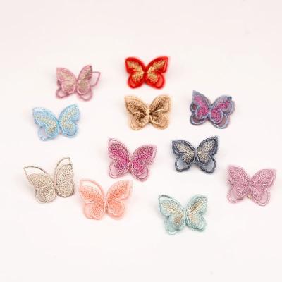 China 3D Double Layer Embroidery Butterfly Patch DIY Clothing Hair Accessories Handmade Material Ingredients 4.2*3.5cm for sale