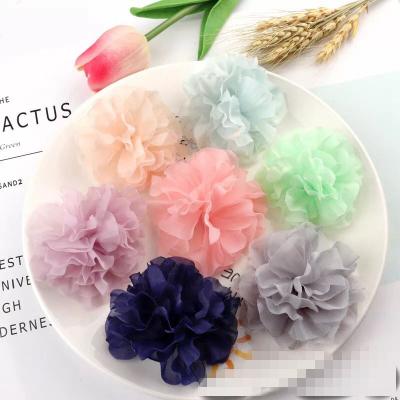 China 3D 6cm Fashion Satin Chiffon Flowers For DIY Hair Accessories Fabric Flower Bouquet Wedding Decoration Head Wrap For Headband for sale