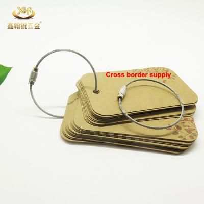 China Stainless Steel Wire Xinhanrui 1.5*150mm Stainless Steel Wire Rope Rings Aircraft Cable Key Chain Keychain for sale