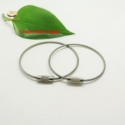 China Custom Stainless Steel Wire Xinhanrui Stainless Steel Metal Wire Rope Cable Keychains for sale