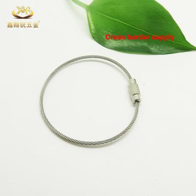 China Xinhanrui Wholesale 150mm Stainless Steel Wire Cable Key Chain For Luggage Tag for sale