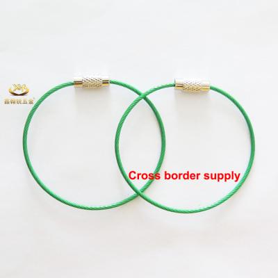 China Xinhanrui 1.5x150MM Stainless Steel Wire Green Key Ring Stainless Steel Wire Keychain for sale