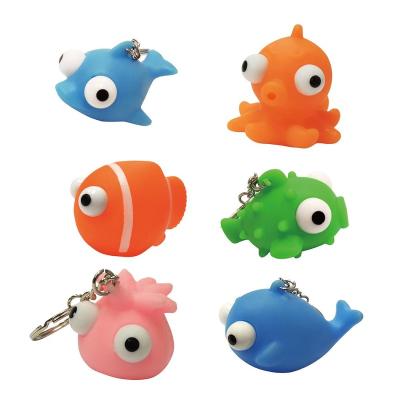 China PVC Capsules Bath Bulk Toys For Babies Key Chains Sea Animals Squeeze Plastic Rubber Marine Eye Popper Toys For Kids 2020 for sale