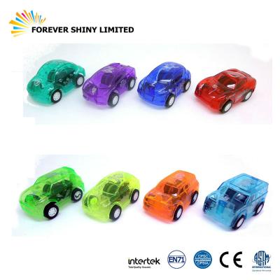 China Plastic Car Crane Classic Small Capsule Egg Toy Rally Clear Plastic Toy Candy Pullback For Vending Machine for sale