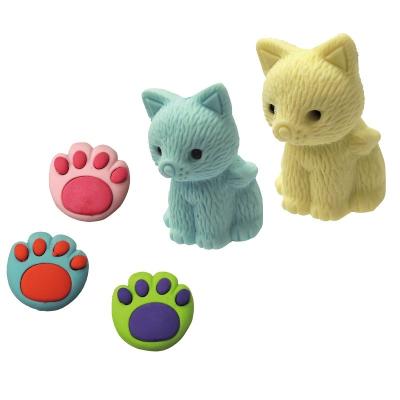 China Promotional Eraser Custom Bulk Small Capsules Cute Toys Assembly Cat Style Kitty Rubber Eraser And Claw Eraser For Vending Machines for sale