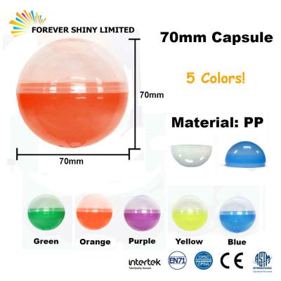 China PP OEM ODM Surprise Gashapon Candy Egg Toy 70mm Small Plastic Empty Capsule Ball For Vending Machine for sale