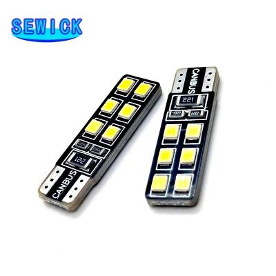 China Universal T10 W5W LED 194 Car Light Bulbs Interior Reading Light Wedge 168 2835 12SMD Parking License Plate Light Bulb Auto Car Clearance for sale