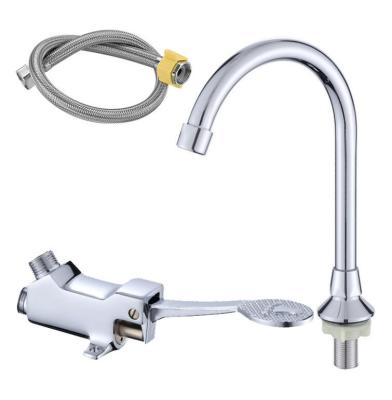 China Toliet Foot Brass Foot Operated Pedal Taps Pedal Touch Less Basin Faucets Mixers Taps Medical Faucet for sale